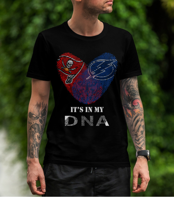 Buccaneers Lightning Fingerprint Heart It's In My DNA T-Shirt