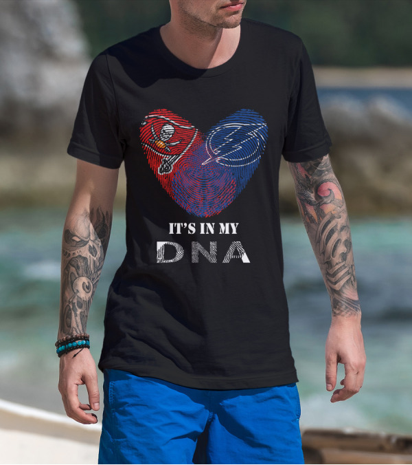 Buccaneers Lightning Fingerprint Heart It's In My DNA T-Shirt