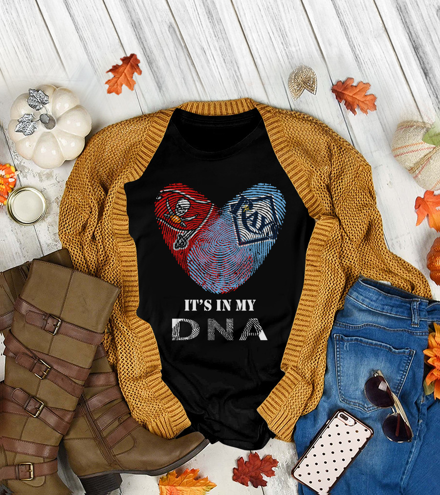 Buccaneers Rays It's In My DNA Fingerprint Heart T-Shirt