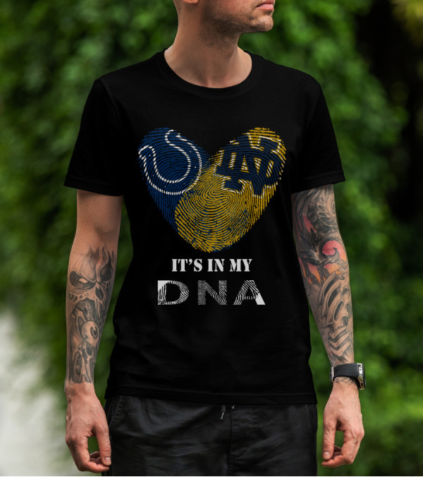 Colts Notre Dame Fingerprint Heart It's In My DNA T-Shirt