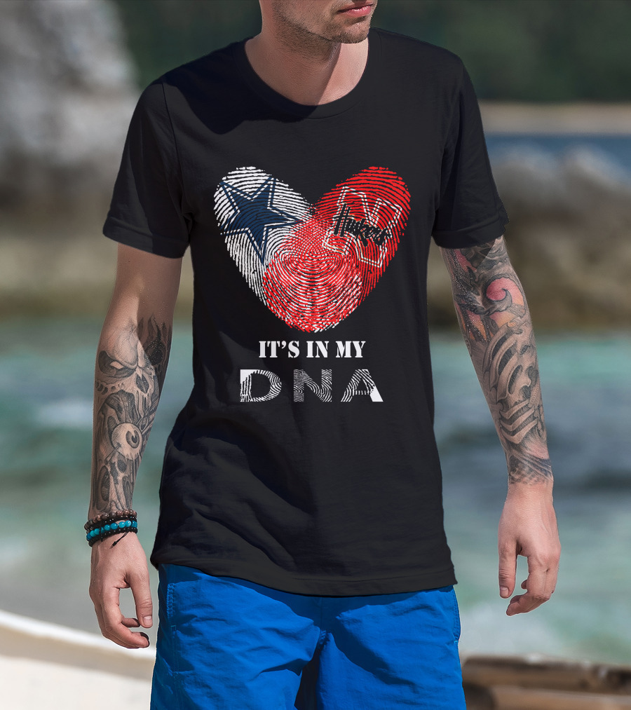 Cowboys Huskers It's In My Dna Fingerprint Heart With Star And N T-Shirt