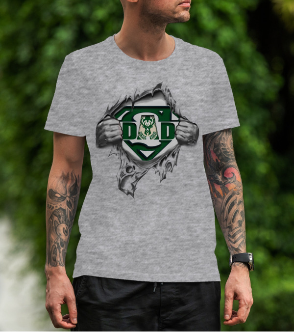 Milwaukee Bucks Super Dad S Logo Badge With Deer T-Shirt