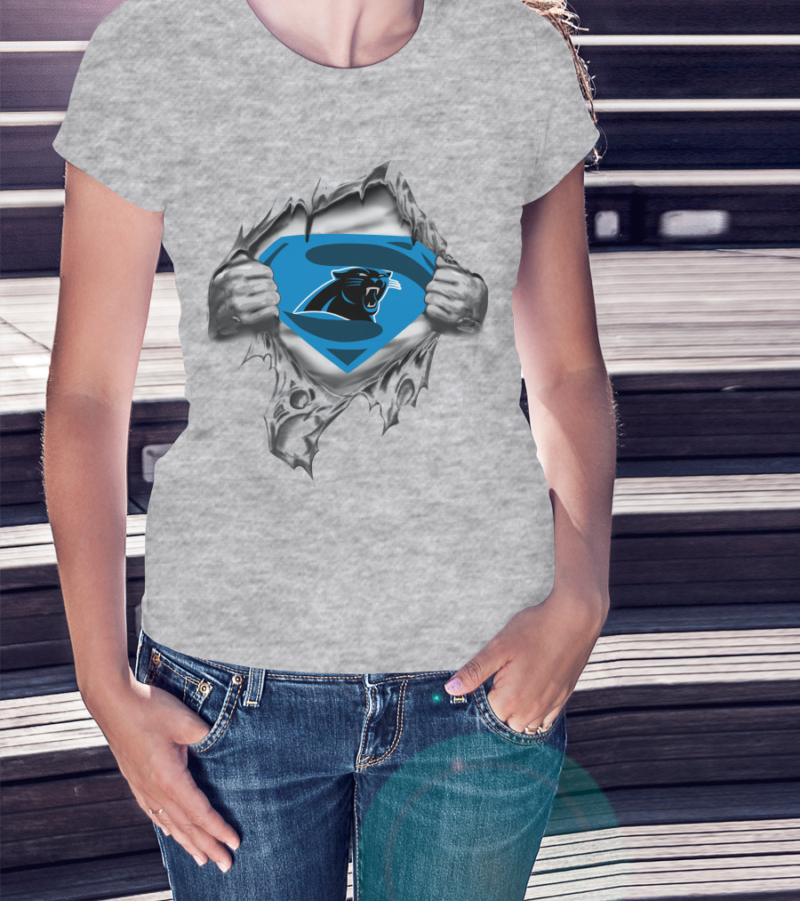 Carolina Panthers Ripped Superman Chest T-Shirt