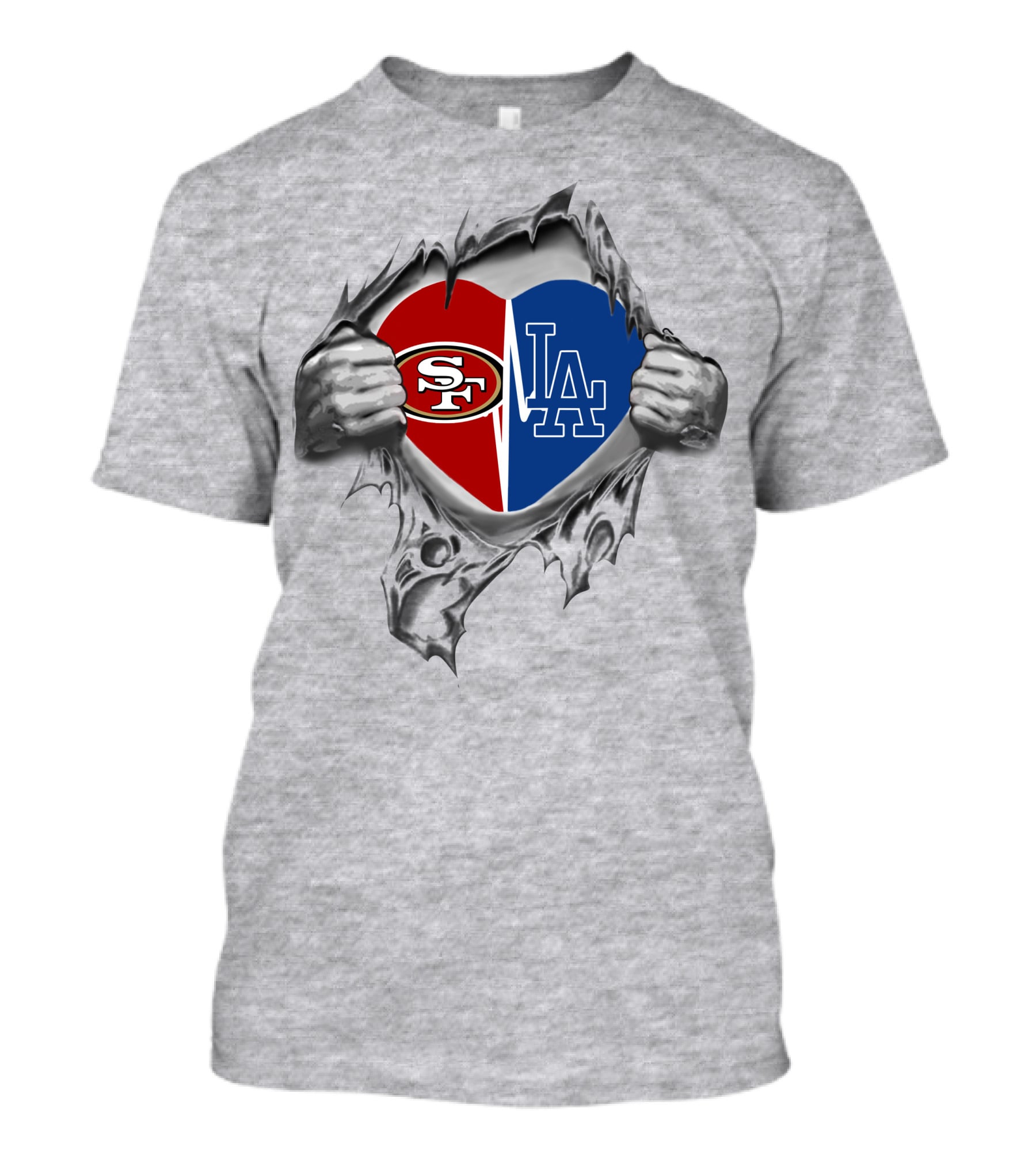 San Francisco 49ers And Los Angeles Dodgers Heart T-Shirt