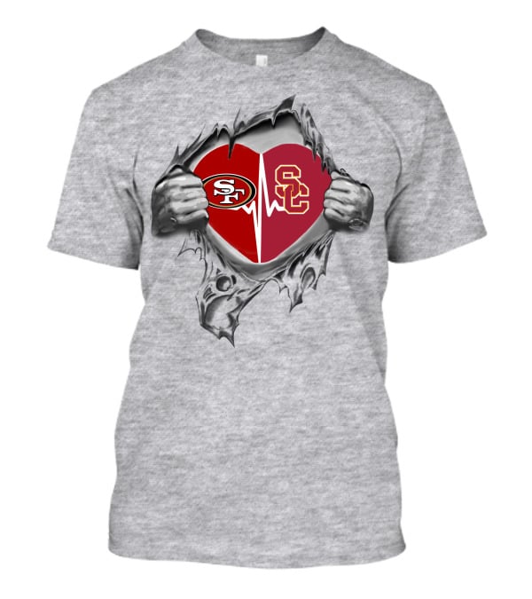 49ers Trojans Heartbeat Logo 49ers Usc Fans Passion T-Shirt
