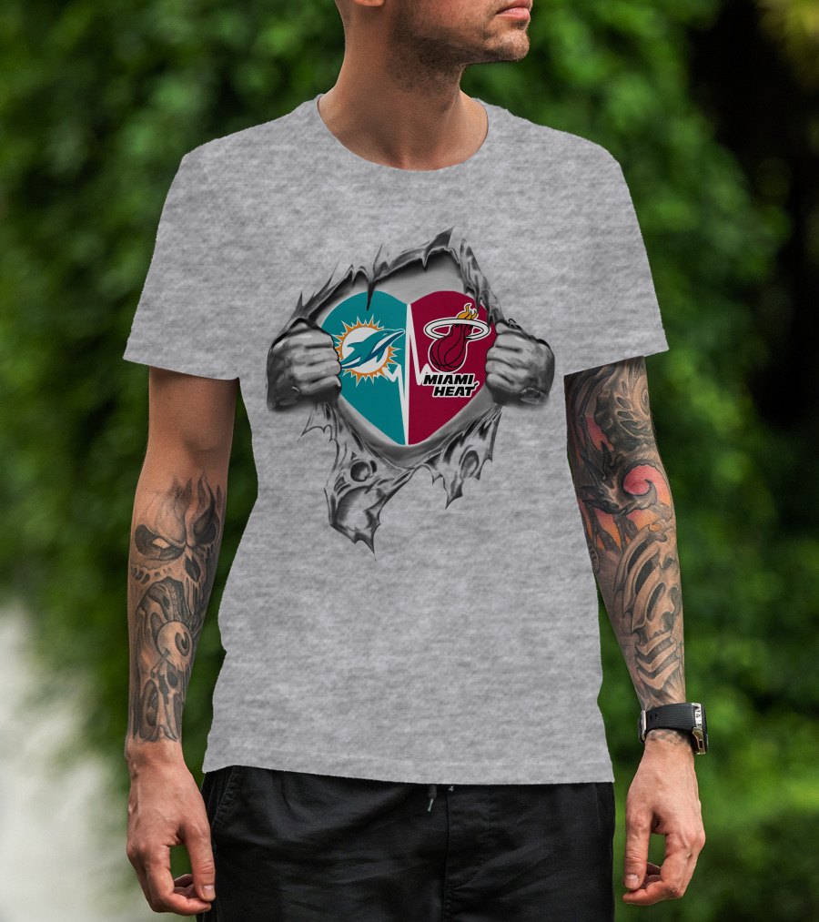 Miami Dolphins Miami Heat It's In My Heart T-Shirt