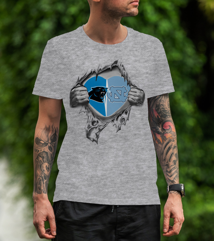 Carolina Panthers North Carolina Tar Heels Heart T-Shirt