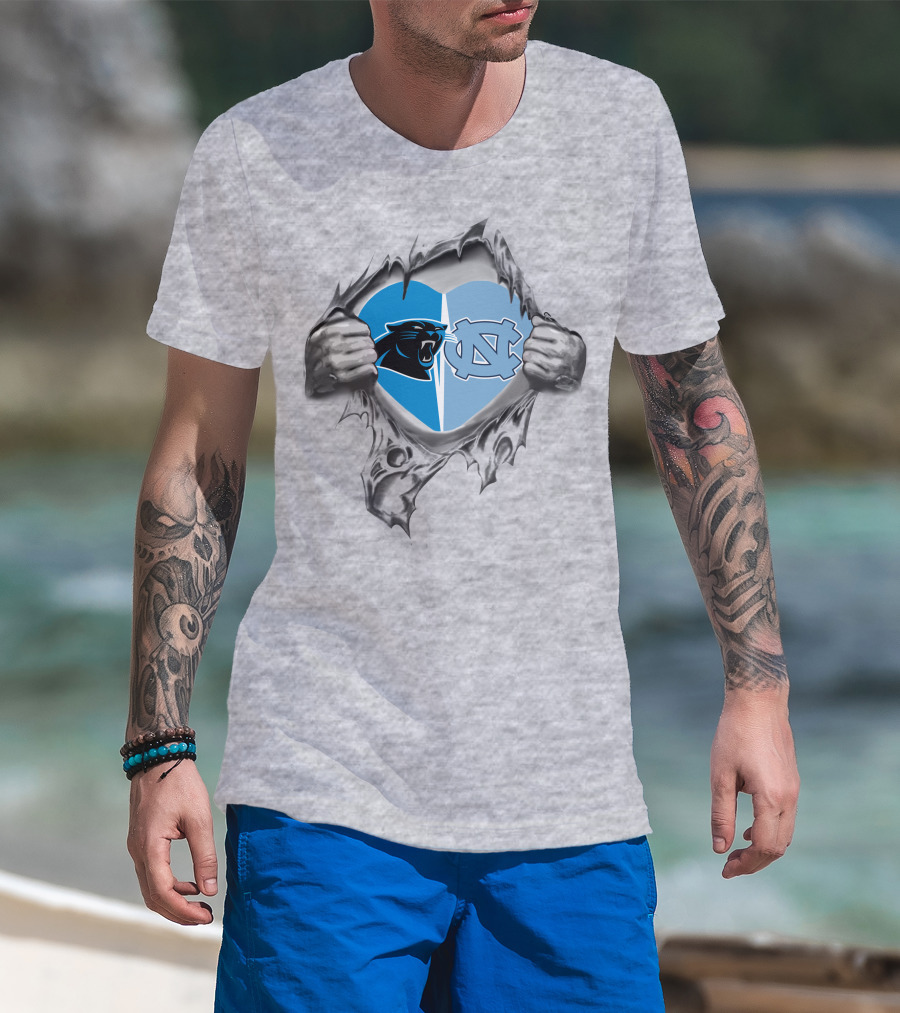 Carolina Panthers North Carolina Tar Heels Heart T-Shirt