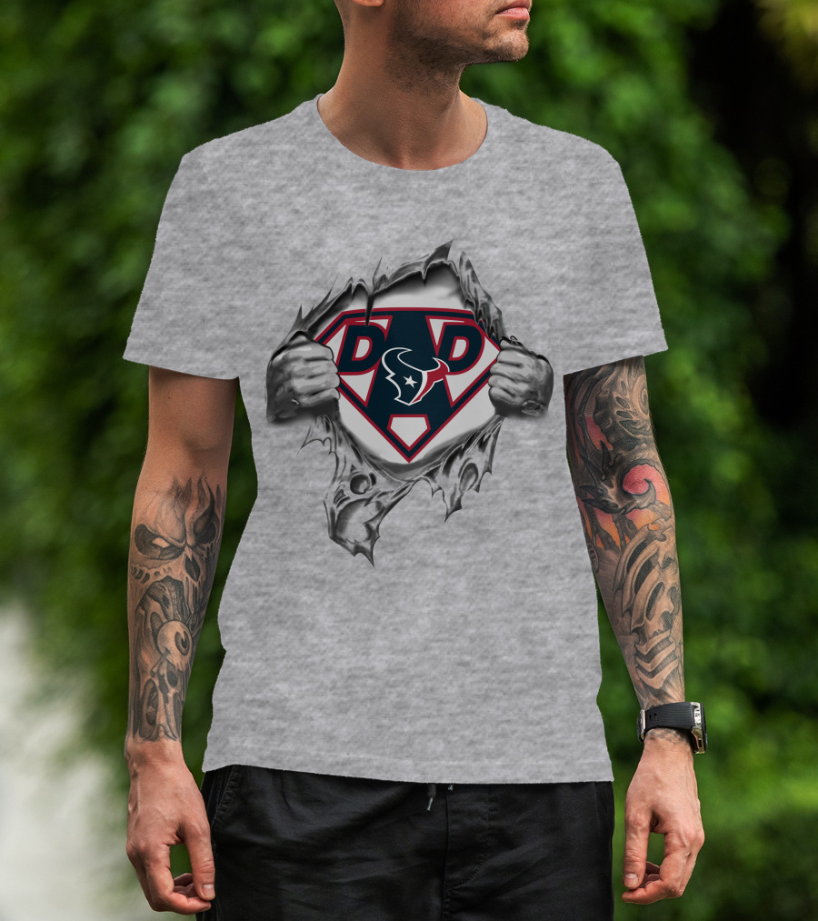 Houston Texans Super Dad Hero Bulls Star T-Shirt