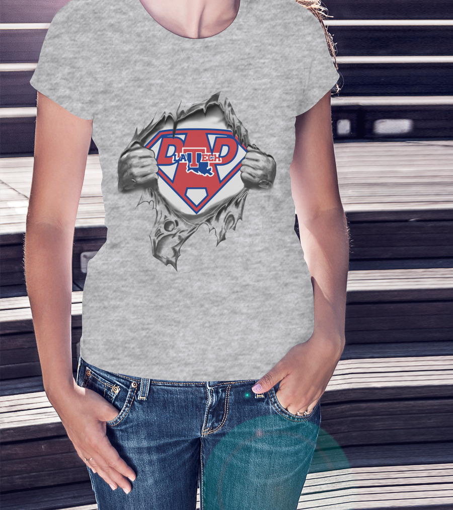 Louisiana Tech Super Dad Hero Emblem With La Tech T-Shirt