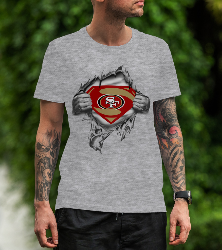 49ers Sf Logo Super Man Chest Rip T-Shirt