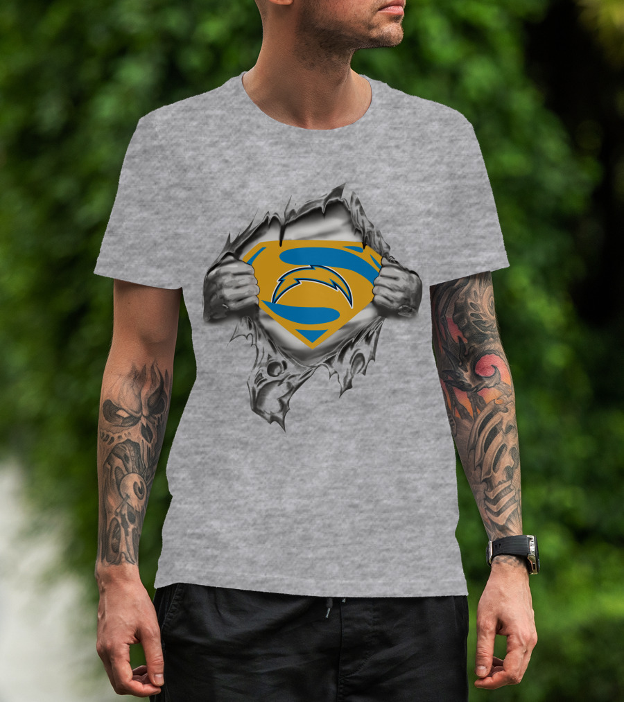 Chargers Superman Logo With Lightning Bolt T-Shirt