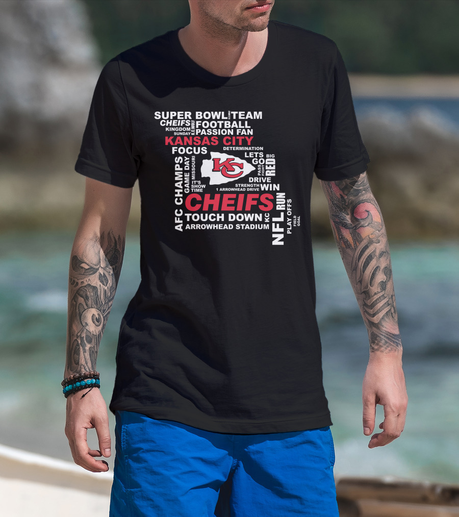 Kansas City Chiefs Super Bowl Afc Champs Nfl Team Football Touch Down Arrowhead Stadium T-Shirt