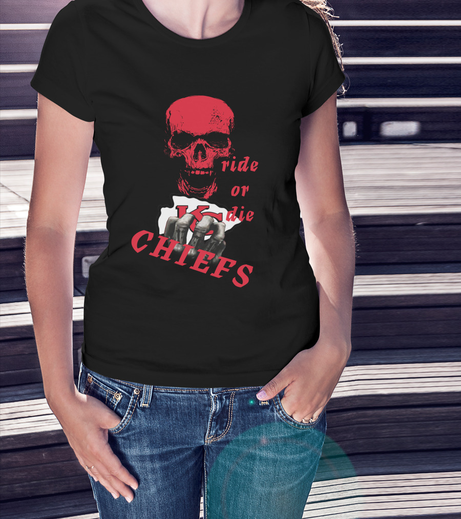 Kc Chiefs Ride Or Die Skull T-Shirt