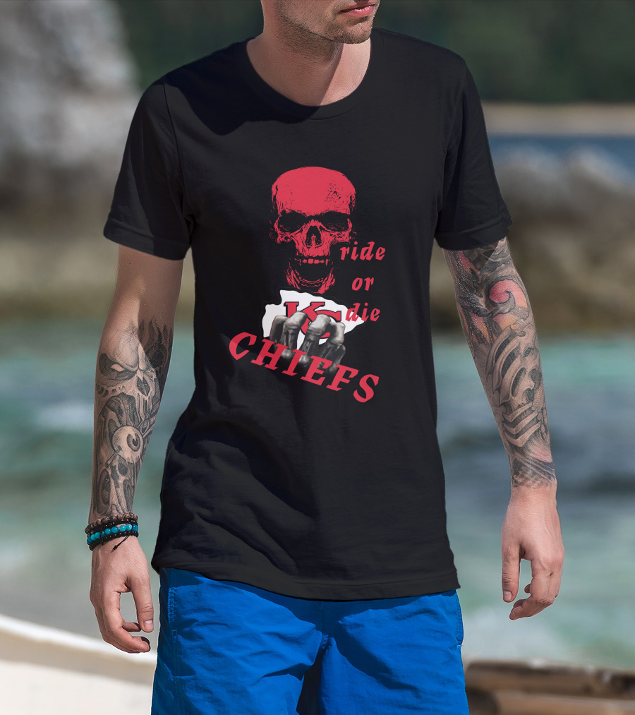 Kc Chiefs Ride Or Die Skull T-Shirt