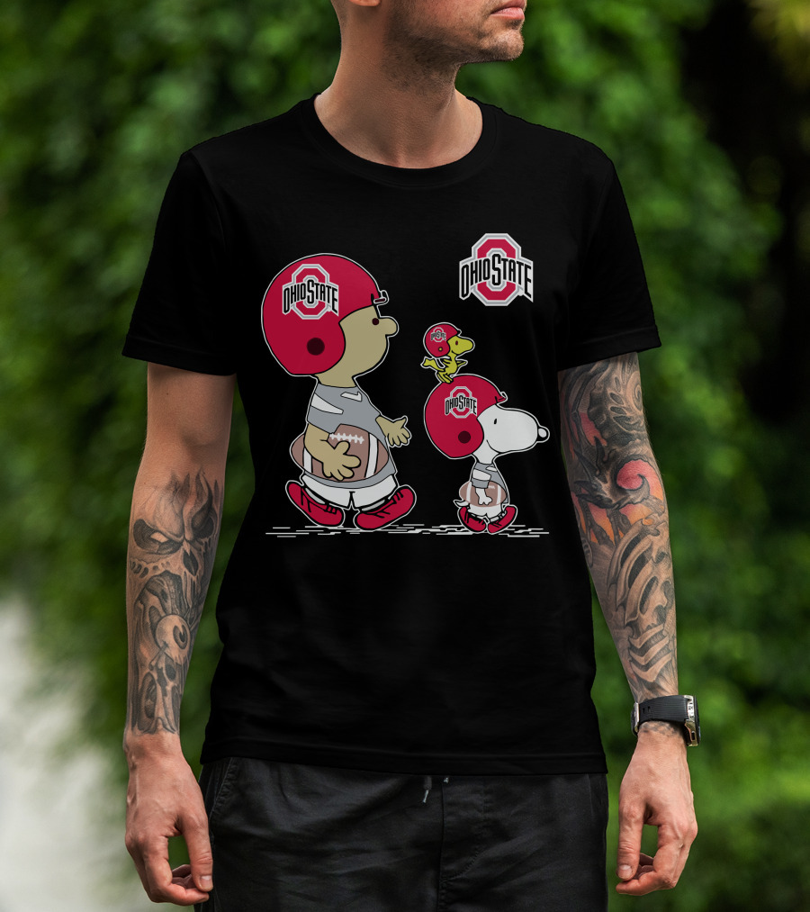 Ohio State Snoopy And Woodstock Football Helmets T-Shirt