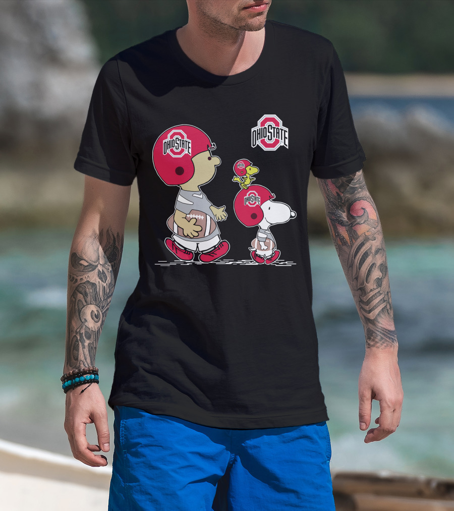Ohio State Snoopy And Woodstock Football Helmets T-Shirt