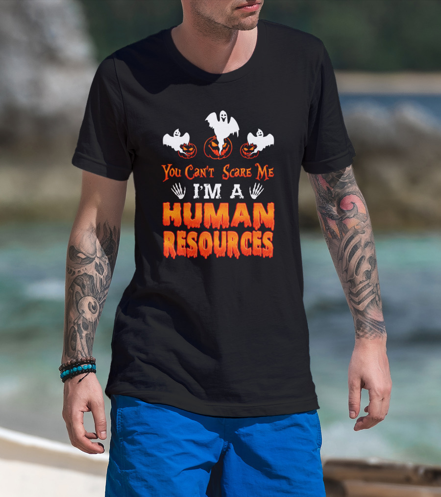 You Can't Scare Me I'm A Human Resources Halloween Ghosts Pumpkins T-Shirt