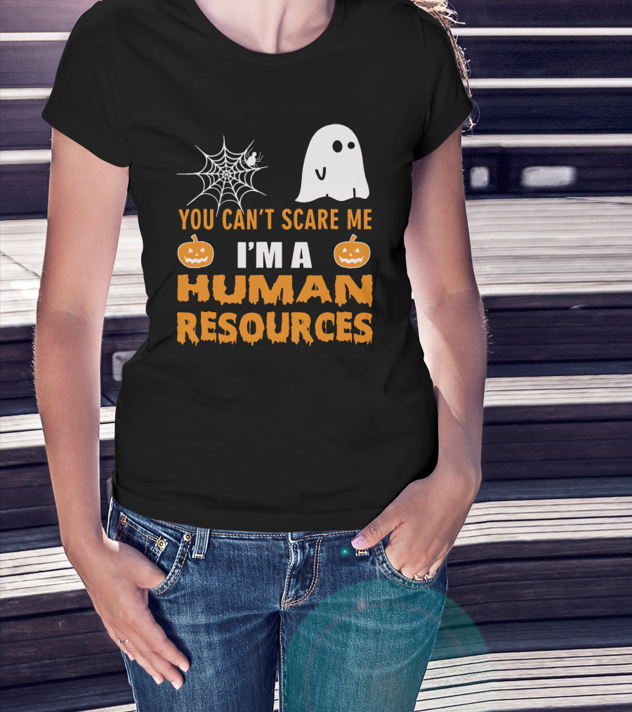 You Can't Scare Me I'm A Human Resources Halloween Spider Pumpkin Ghost T-Shirt