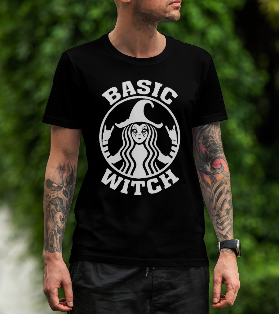 Basic Witch Starbucks Coffee Parody Halloween Magic T-Shirt
