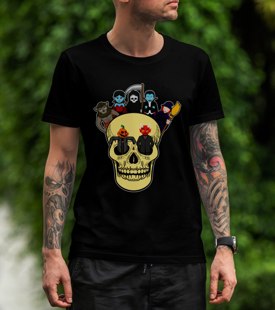 Halloween Skull Werewolf Reaper Vampire Witch Pumpkin Devil T-Shirt