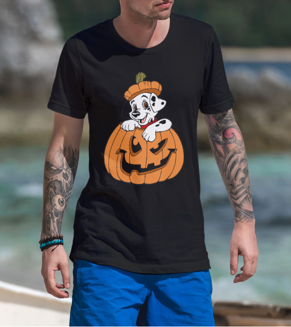 Mickey Mouse Minnie Mouse Halloween Dalmatian Pumpkin The Walt Disney Company T-Shirt