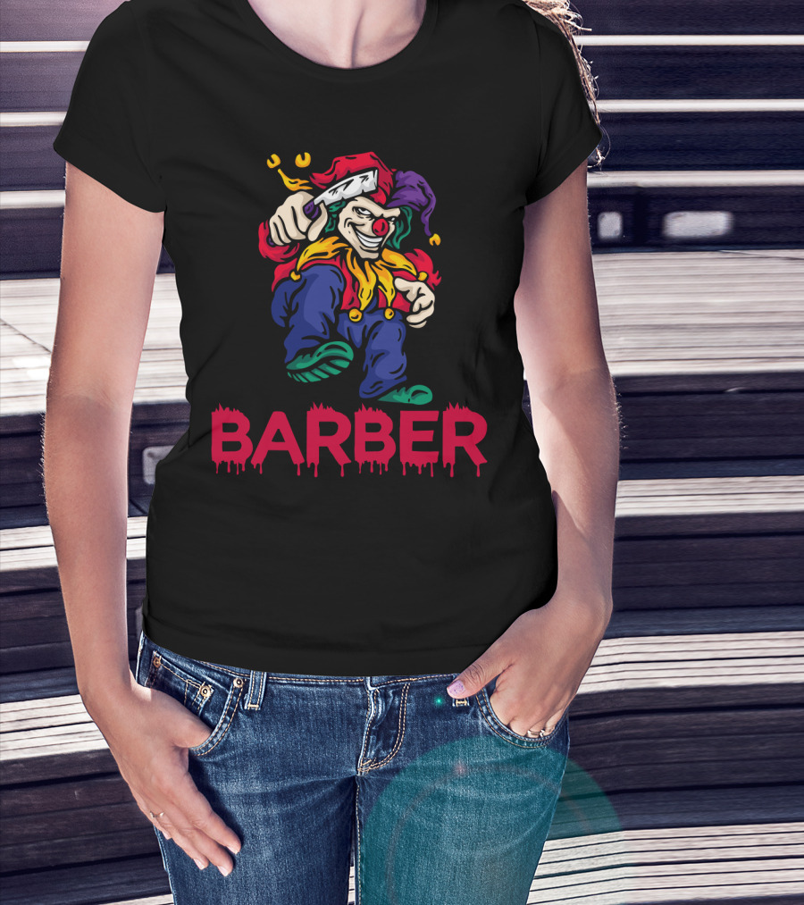 Barber Clown Halloween Razor Art T-Shirt