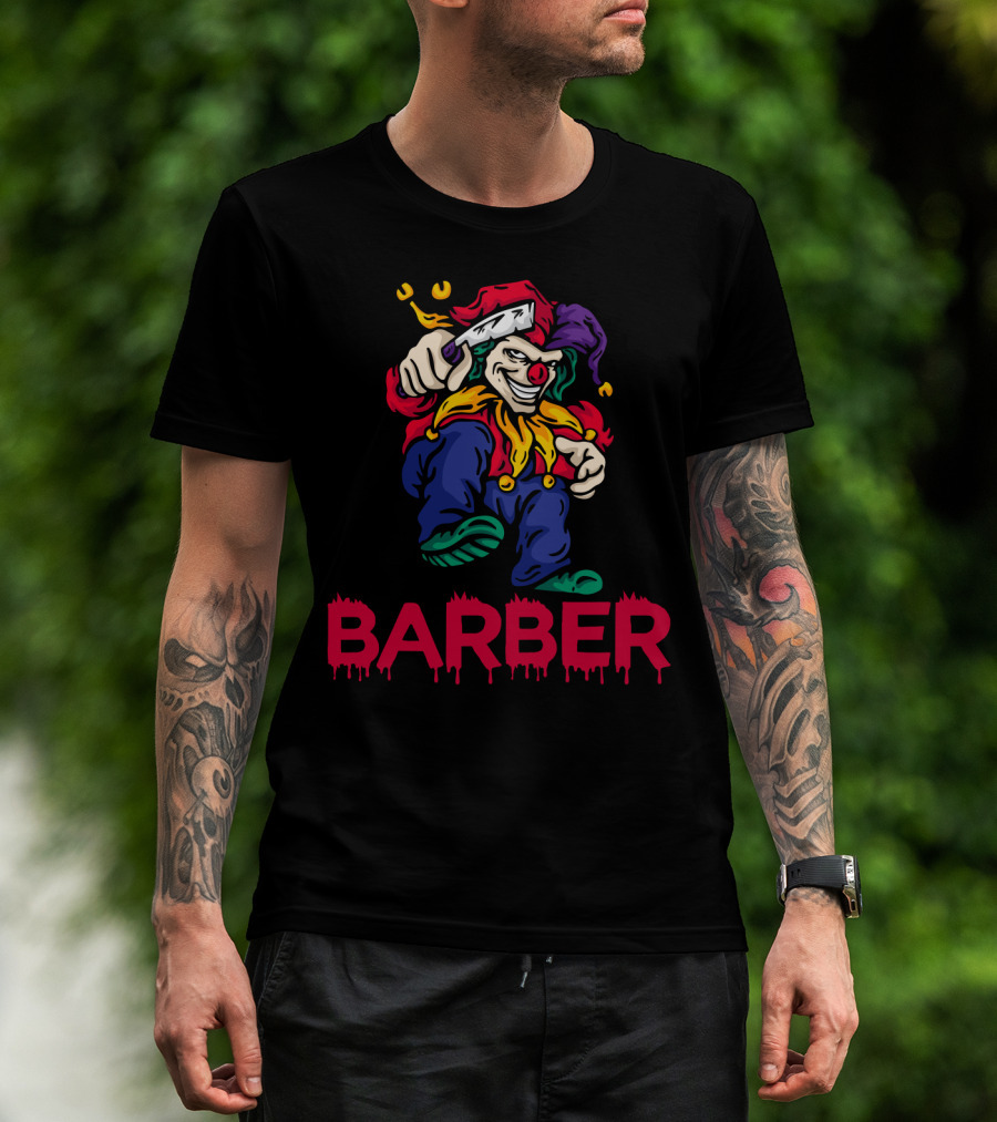 Barber Clown Halloween Razor Art T-Shirt