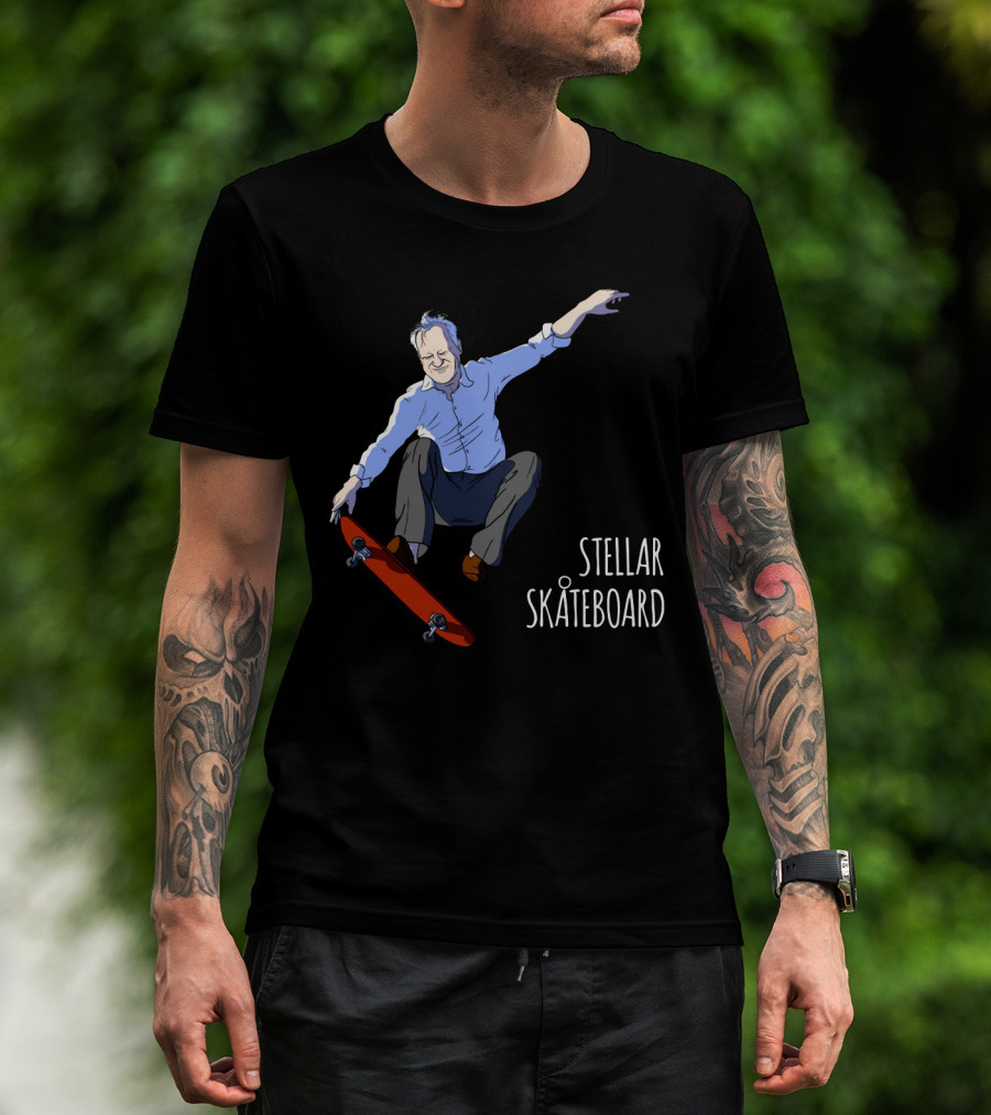 Stellar Skateboard Jump Halloween Trick With Red Skateboard T-Shirt