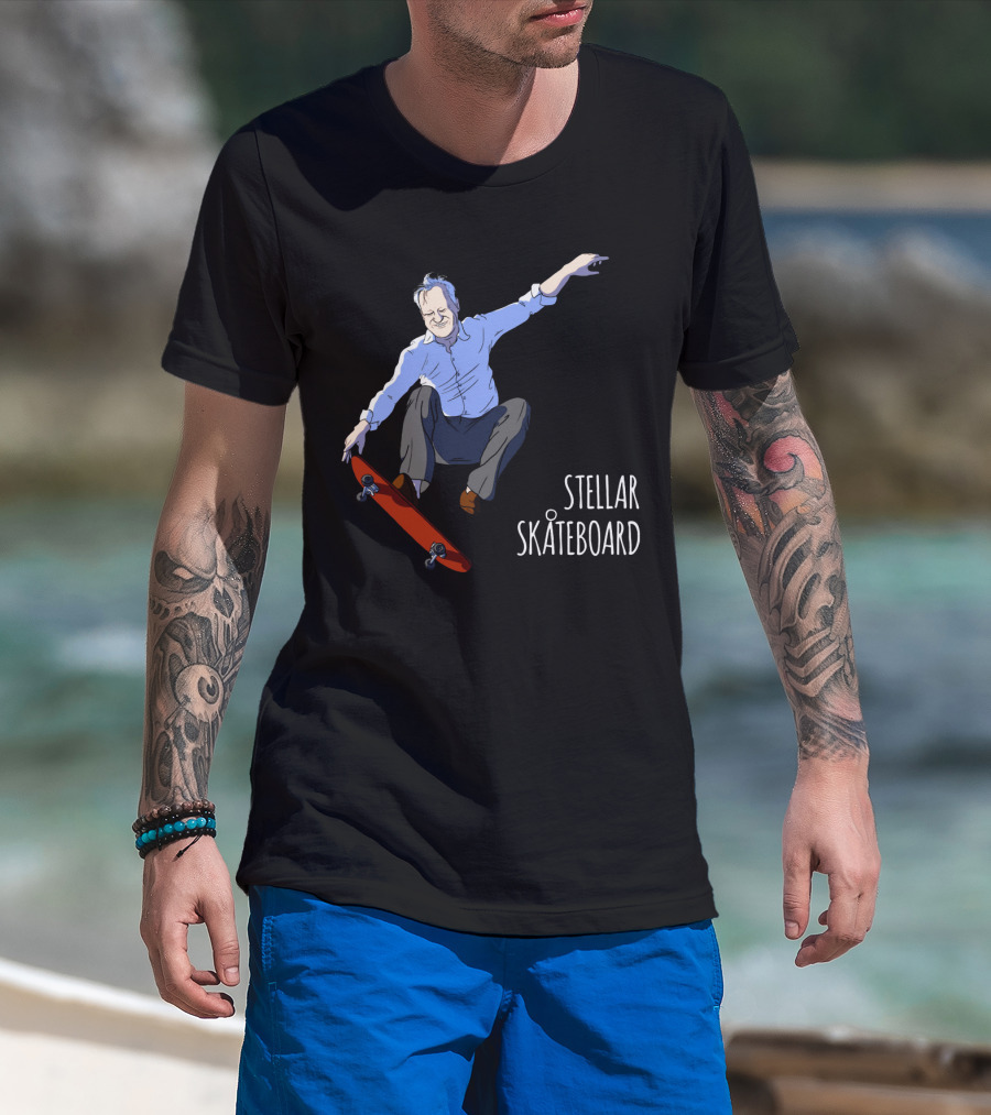 Stellar Skateboard Jump Halloween Trick With Red Skateboard T-Shirt
