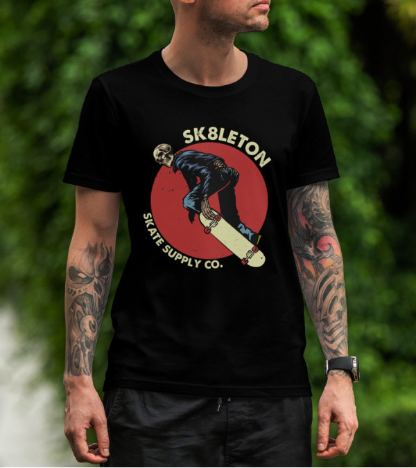 SK8leton Skate Supply Co Halloween Skateboard Skeleton Skater T-Shirt