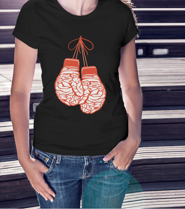Brain-Shaped Boxing Gloves Boxer Brain Training Gym T-Shirt
