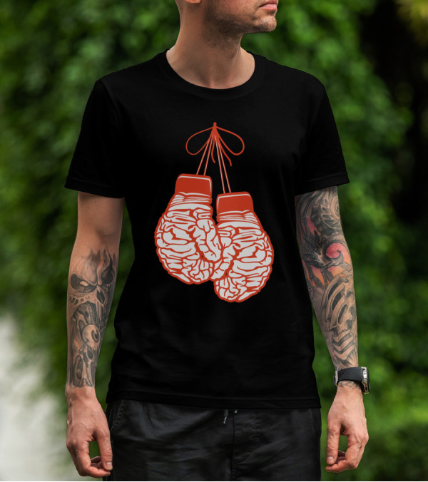 Brain-Shaped Boxing Gloves Boxer Brain Training Gym T-Shirt