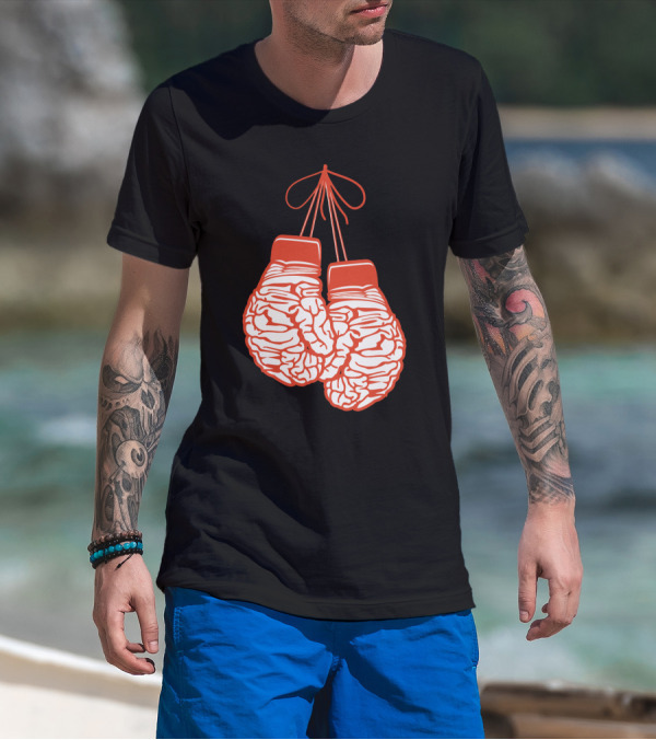 Brain-Shaped Boxing Gloves Boxer Brain Training Gym T-Shirt