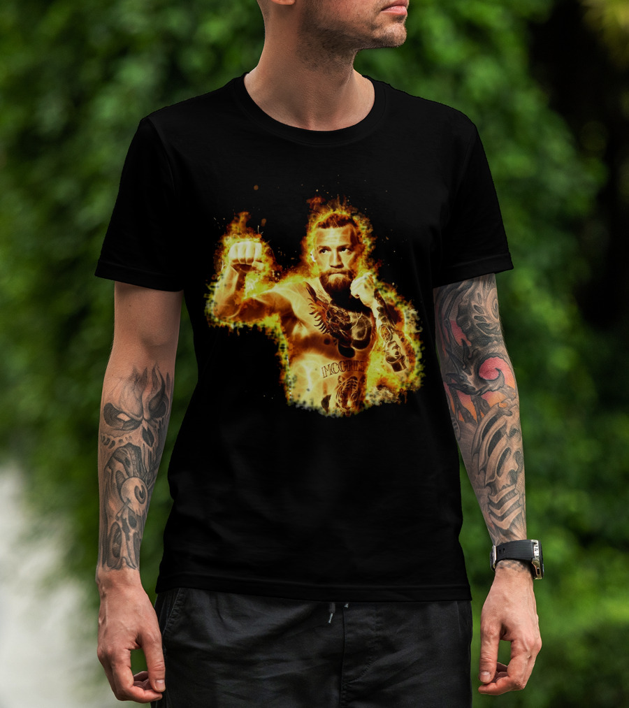 Conor Mcgregor Notorious Ufc 202 Fiery Fighter Mcgregor Tattoo Blaze T-Shirt