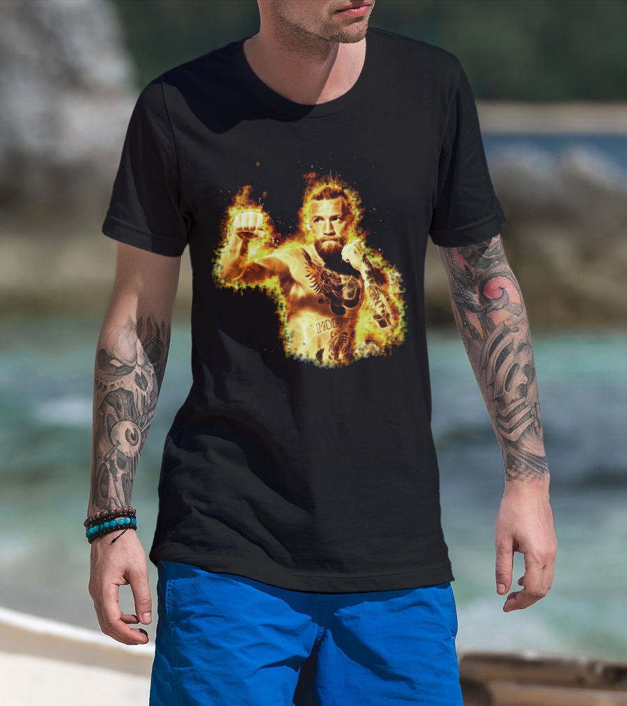 Conor Mcgregor Notorious Ufc 202 Fiery Fighter Mcgregor Tattoo Blaze T-Shirt