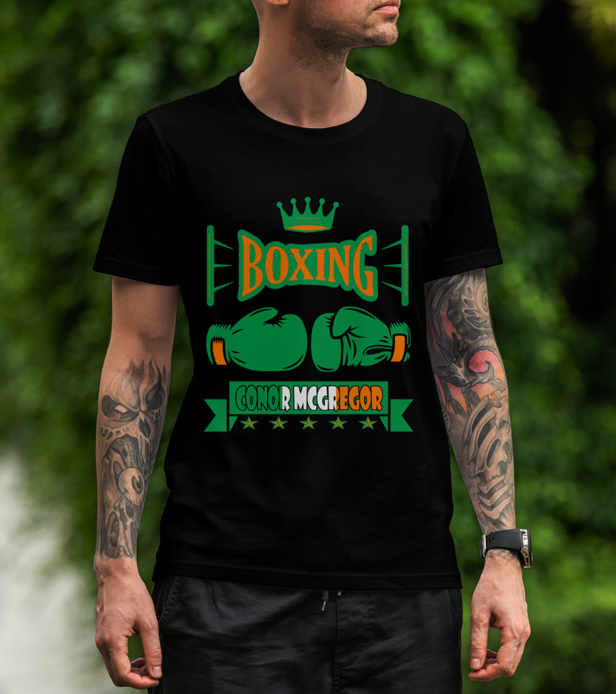Boxing Conor Mcgregor Green Gloves Crown Stars T-Shirt