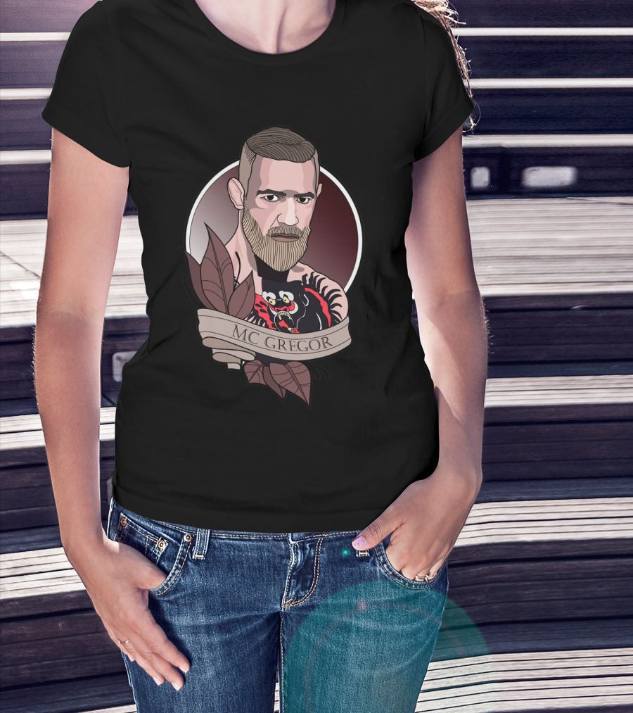 Conor Mcgregor Tattoo Illustration With Banner T-Shirt