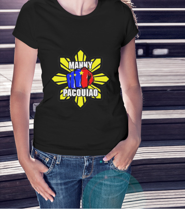 Manny Pacquiao Philippines Flag Fist Yellow Sunburst Star T-Shirt