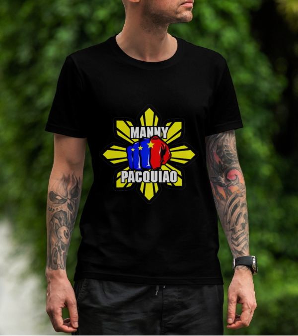 Manny Pacquiao Philippines Flag Fist Yellow Sunburst Star T-Shirt