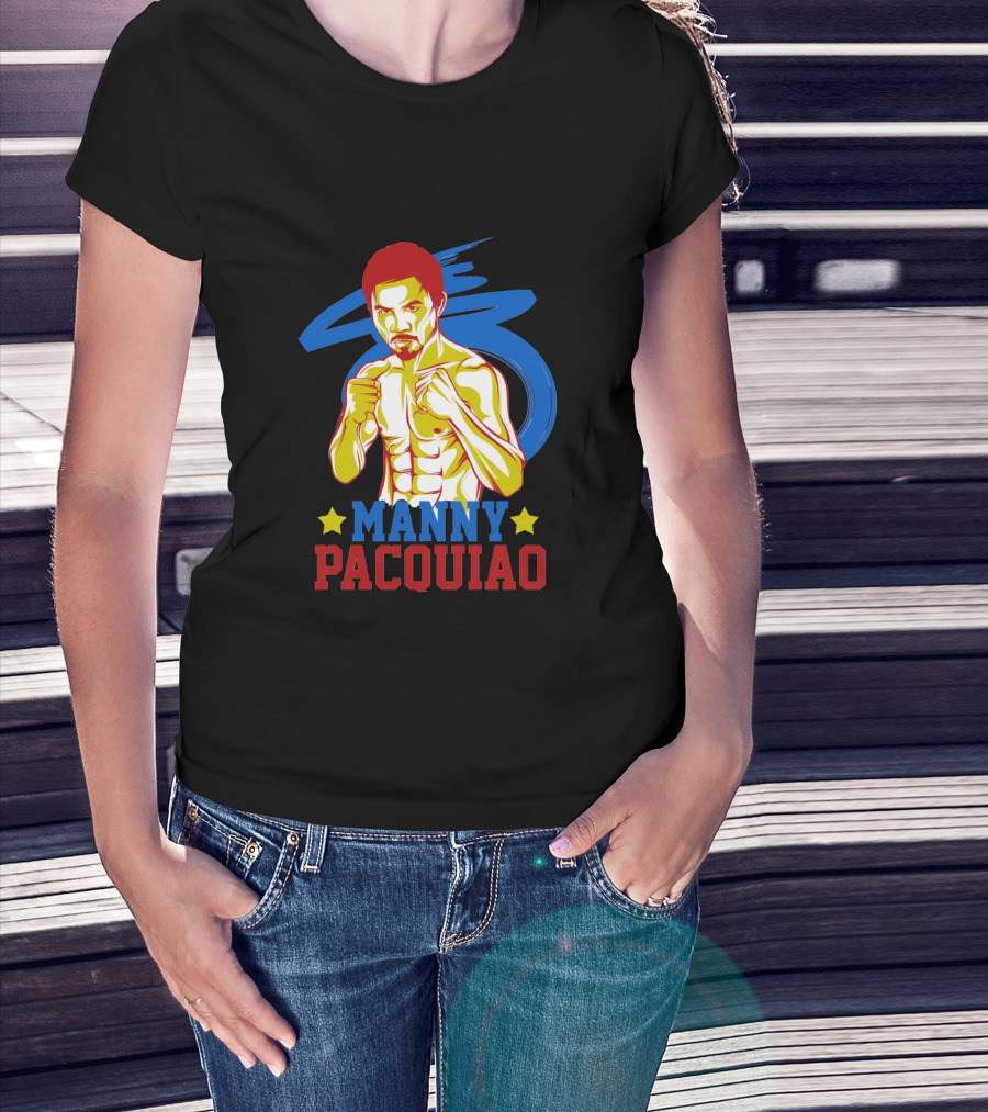 Manny Pacquiao Boxing Legend With Colorful Star T-Shirt