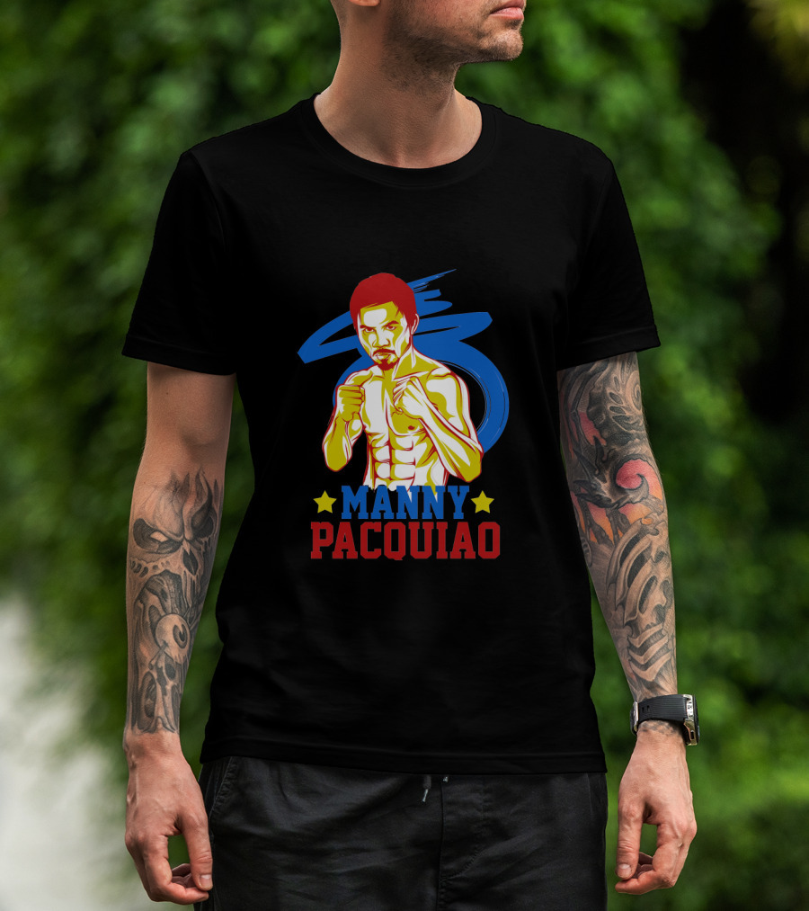 Manny Pacquiao Boxing Legend With Colorful Star T-Shirt