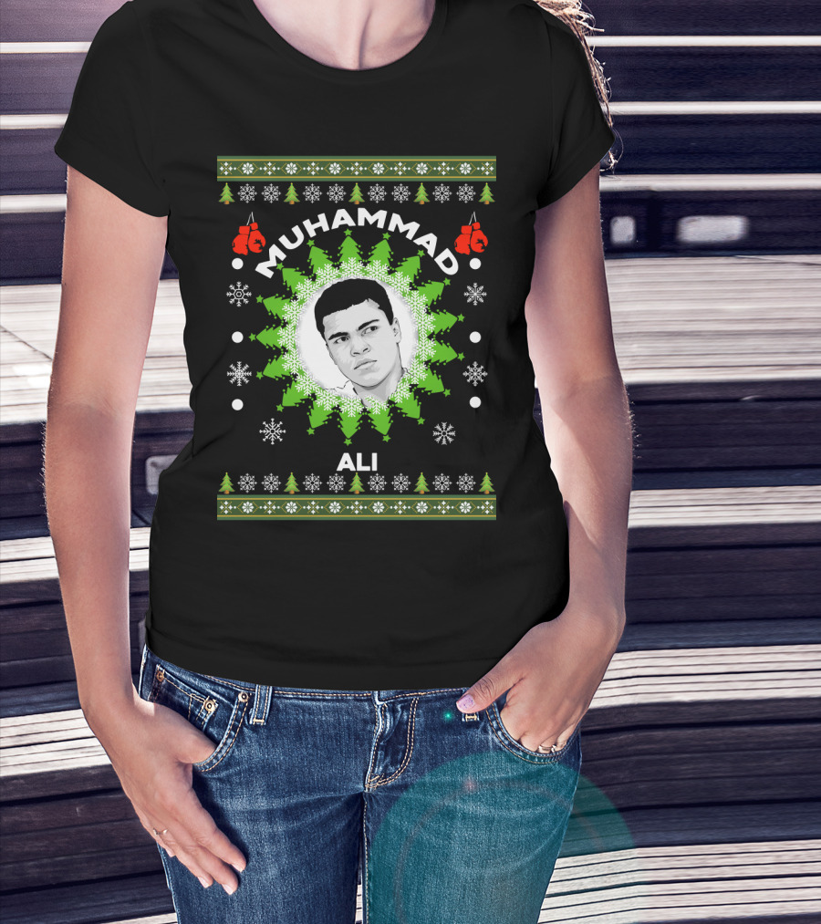 Muhammad Ali Christmas Boxing Snowflakes Festive T-Shirt