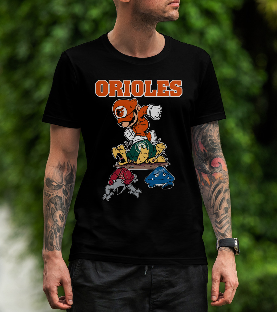 Orioles Halloween Mario Crossover With Oakland Athletics And Other Characters T-Shirt