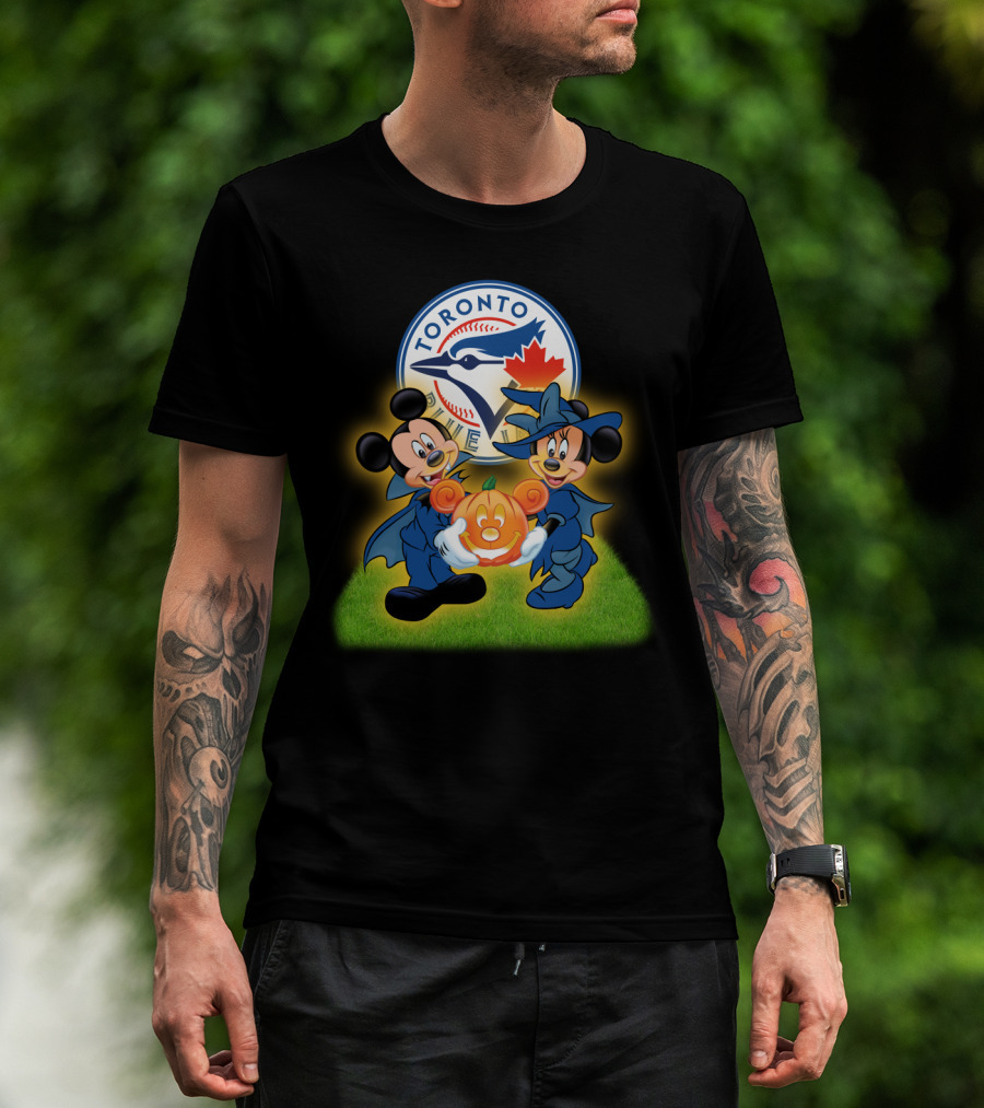 Toronto Blue Jays Halloween Mickey And Minnie Pumpkin T-Shirt