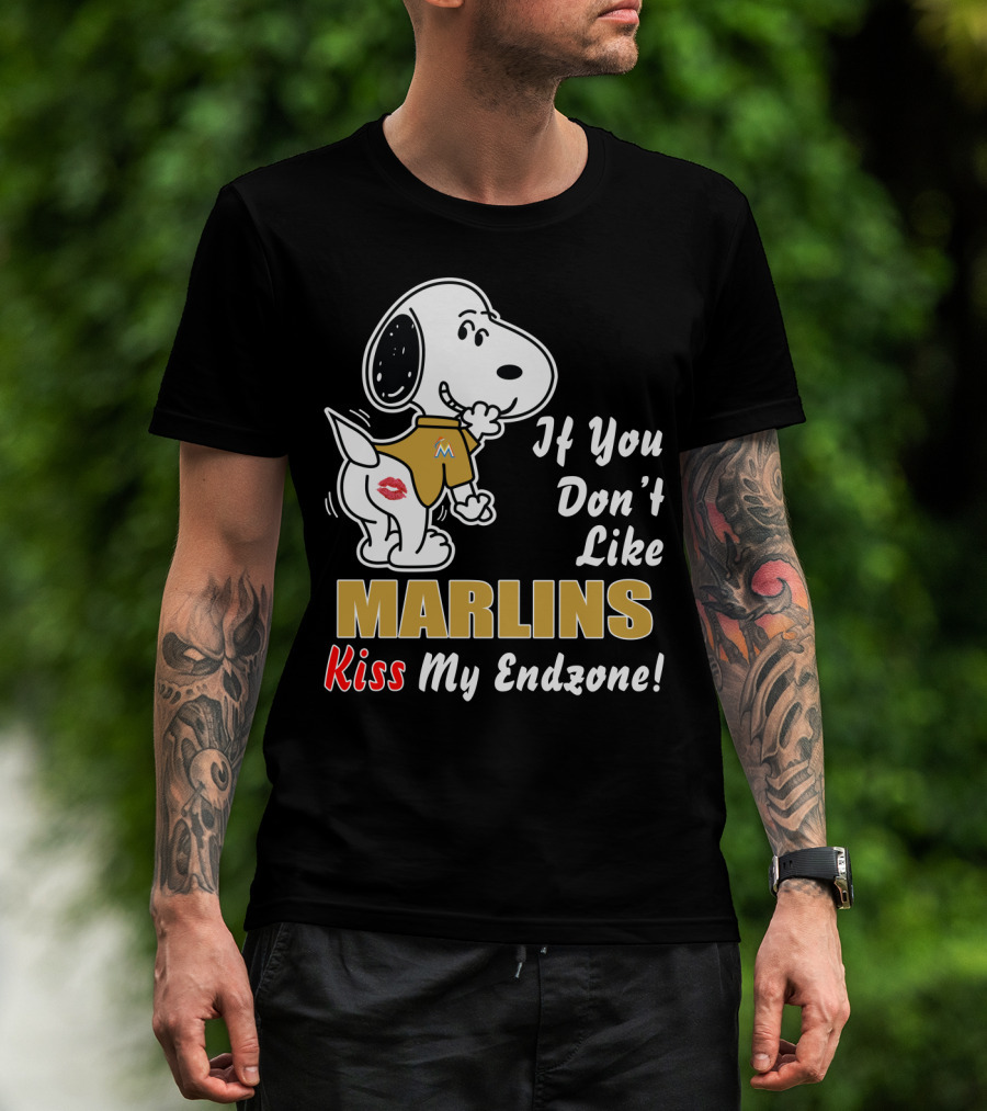 Snoopy If You Don't Like Marlins Kiss My Endzone T-Shirt