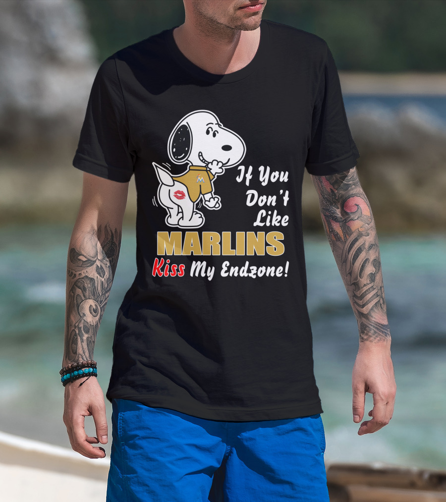 Snoopy If You Don't Like Marlins Kiss My Endzone T-Shirt