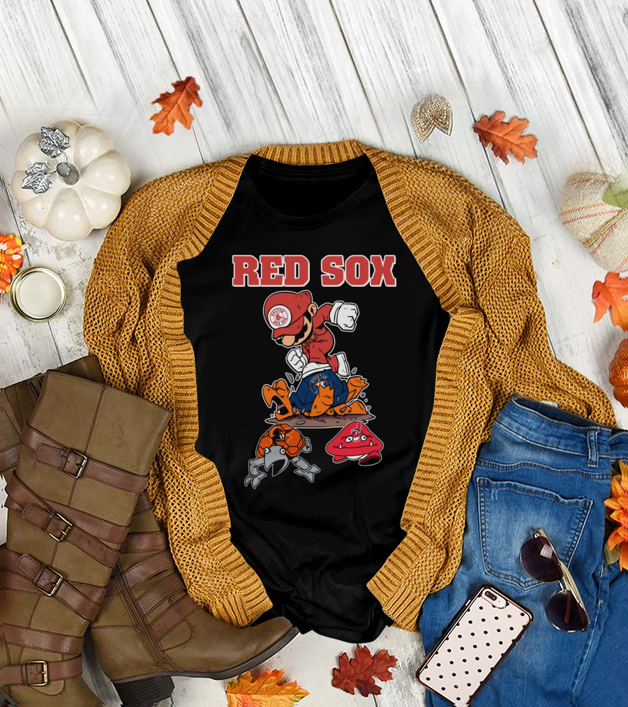 Red Sox Mario Parody With Crab And Claw Enemies T-Shirt