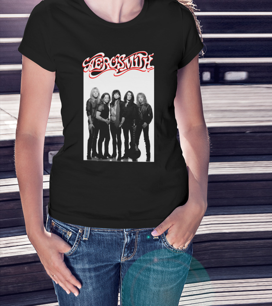 Aerosmith Band Classic Black And White Photo T-Shirt