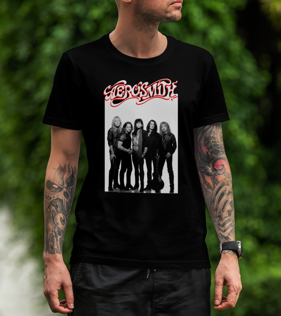 Aerosmith Band Classic Black And White Photo T-Shirt